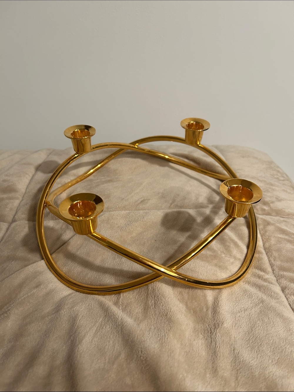 Georg Jensen Gold Plated Advent Candleholder – Danish Christmas Crown Candelabra